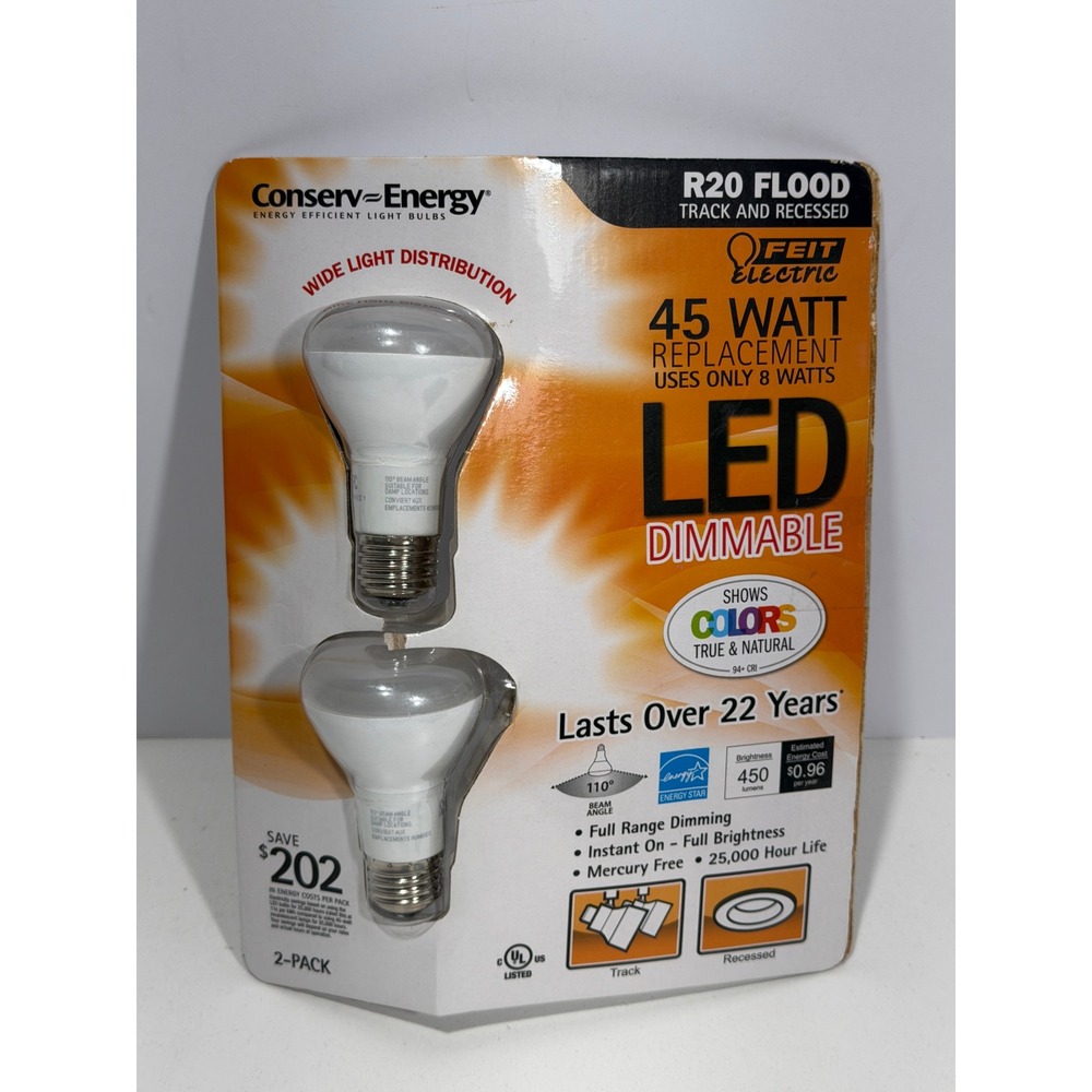 Feit Electric R20 LED Flood Light Bulbs‎ 45W Replacement 2700K Dimmable 2-Pack